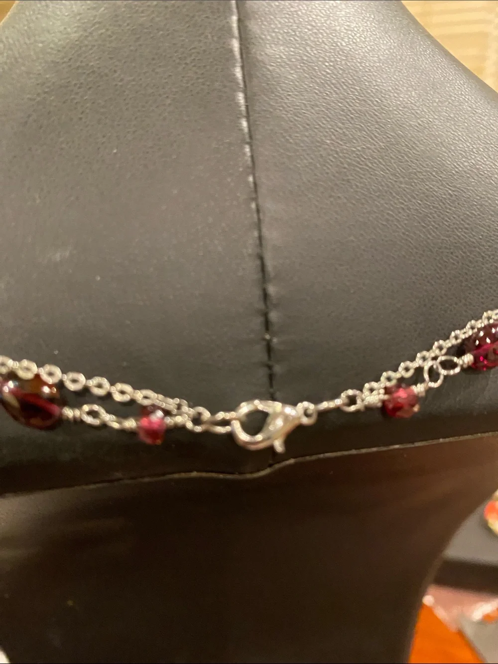 Multi-Strand Authentic (Garnet ) Red Beaded Pendant Necklace - Women Jewelry